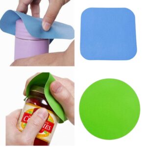 Multi-Function Non Slip Rubber Jar Opener for Weak Hands, 8 Pack Silicone Jar Opener Pads with 2 Mini Bottle Lid Opener for Kitchen Coasters