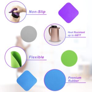 8pcs Jar Gripper Pads, Multifunctional Rubber Jar Gripper Pad Jar Opener Grippers Kitchen Coaster for Elderly Suffering from Arthritis Children Women Weak Hands (4 Colors)