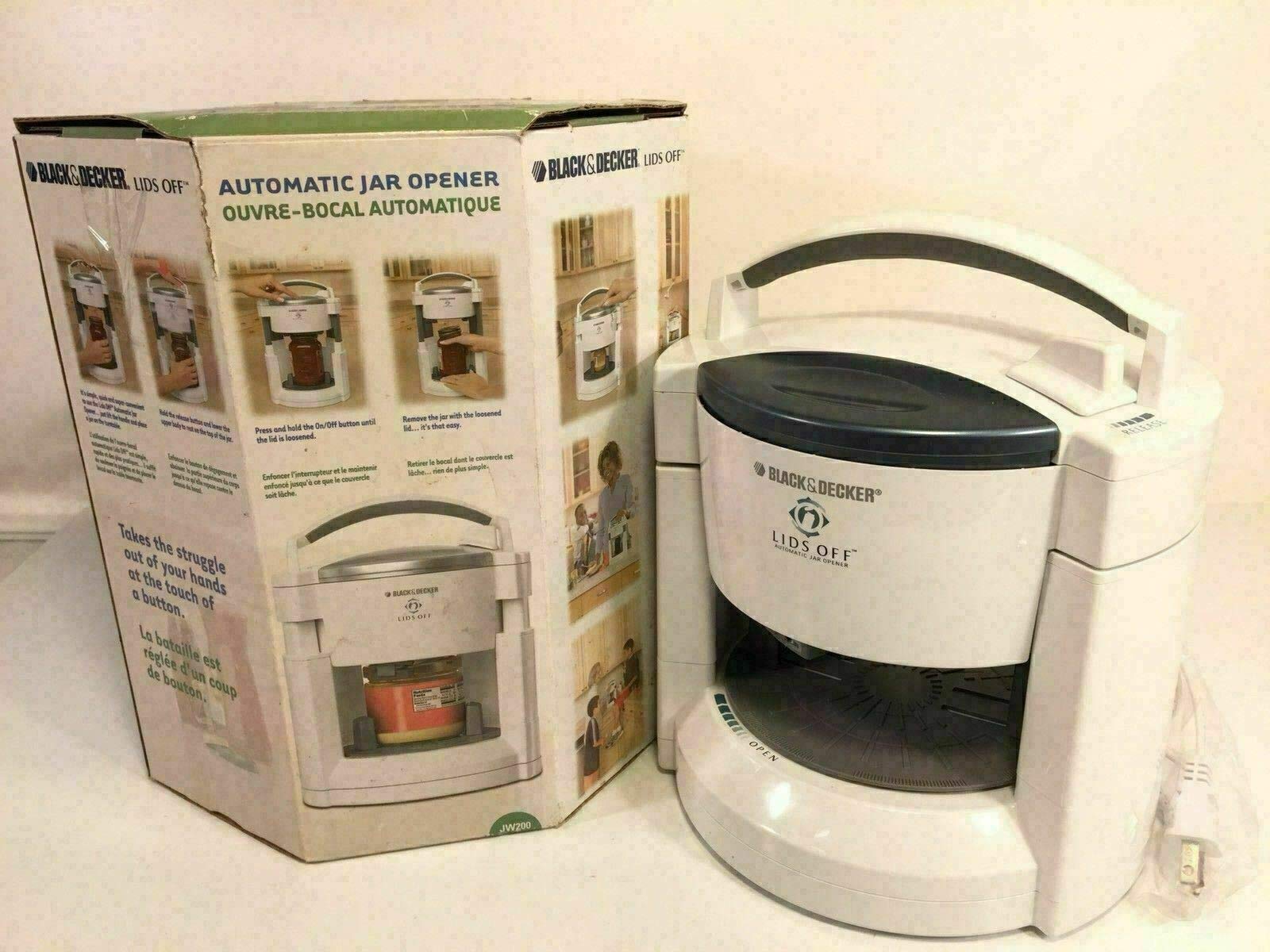 Black Decker Lids Off Automatic Jar Opener White Model JW200 Original Box