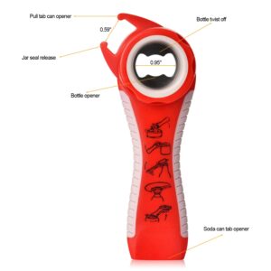 Asenky Jar Opener, 5 in 1 Multi Function Non-Slip Can Opener Bottle Openers Kit with Silicone Handle Easy to Use for Children Arthritis Elderly and Women