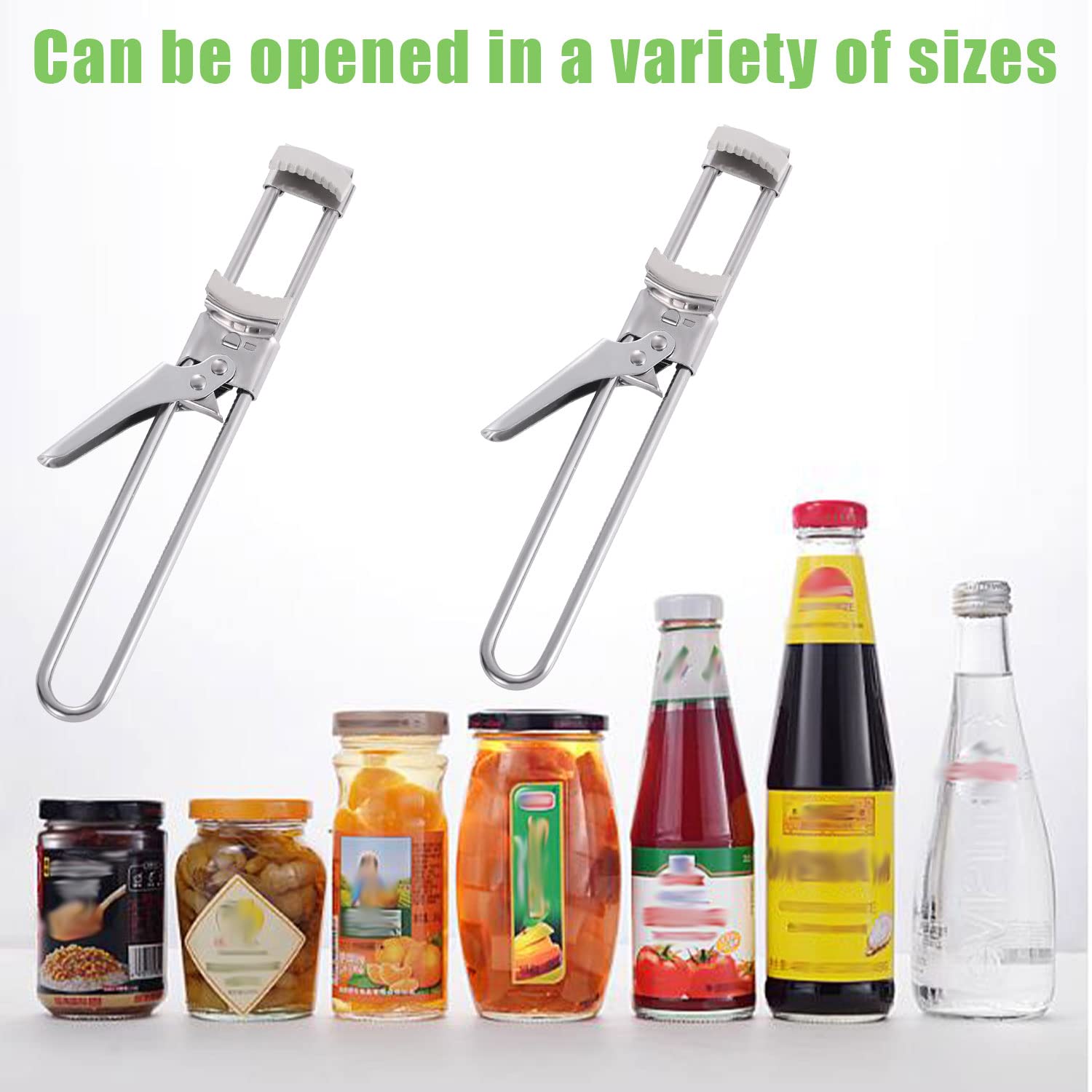 Adjustable Jar Opener, Stainless Steel Can and Jar Opener for Weak Hands Manual Bottle Punch Can Opener for Beer Bottles Cans Beverages Kitchen Gadgets