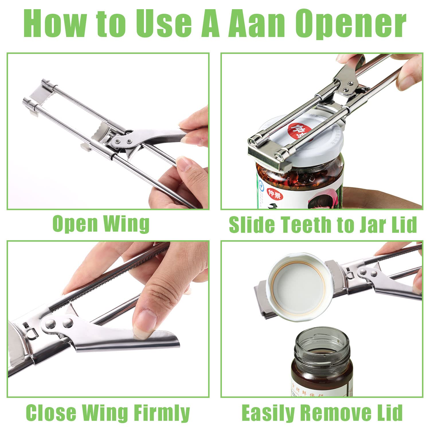 Adjustable Jar Opener, Stainless Steel Can and Jar Opener for Weak Hands Manual Bottle Punch Can Opener for Beer Bottles Cans Beverages Kitchen Gadgets