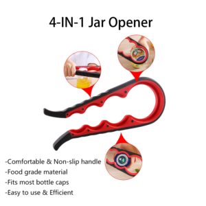 Jar Opener, Bottle Opener Kits for Weak Hands, 4&5-in-1 Multi Function Can Opener Non-Slip, Rubber Jar Gripper Pad, Ace Of Spades Card Bottle Opener, for Children, Elderly, Arthritis Hands