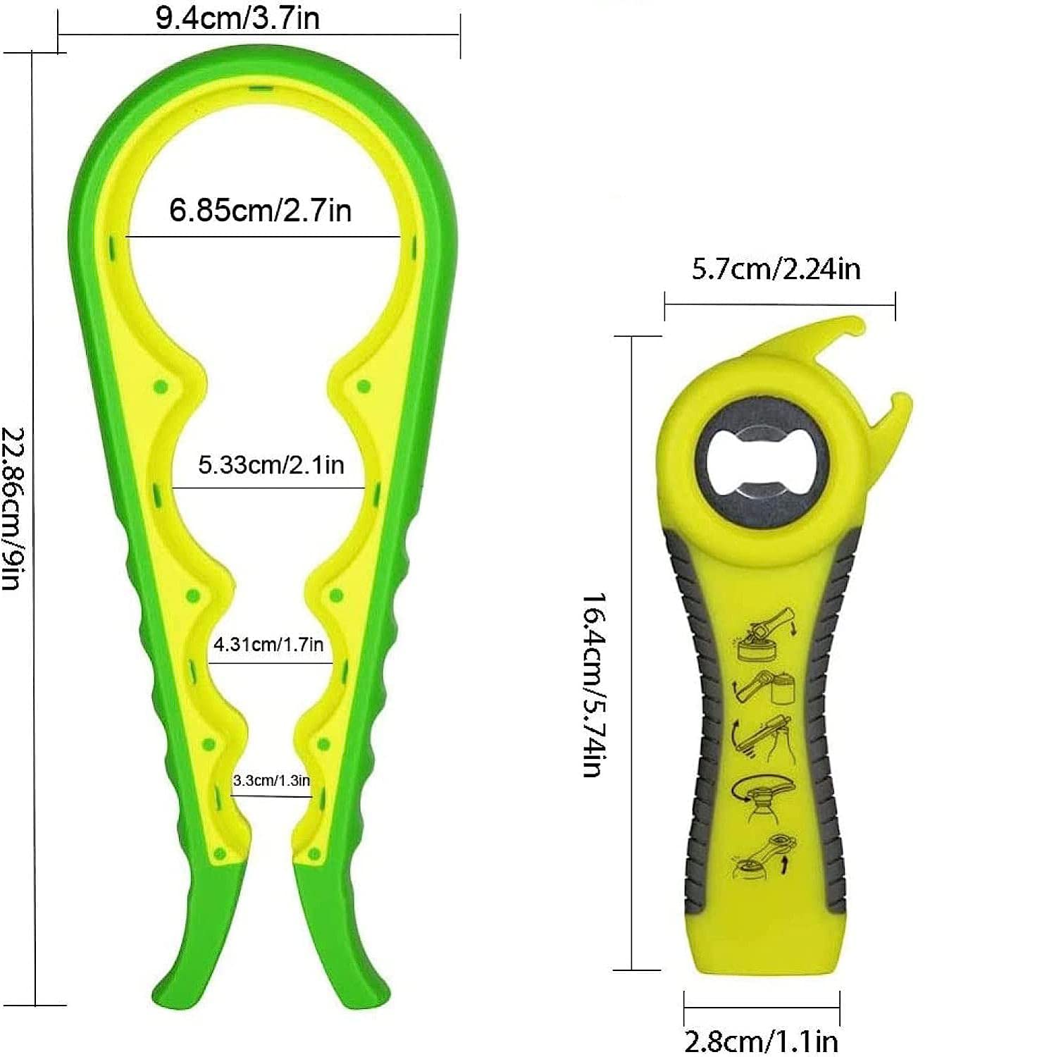 Draduo Jar Opener|5 in1 Bottle Gripper Opener | 5 in1 Multi Bottle Opener | with Silicone Handle Easy to Use for Weak, Senior, Arthritis Hands.