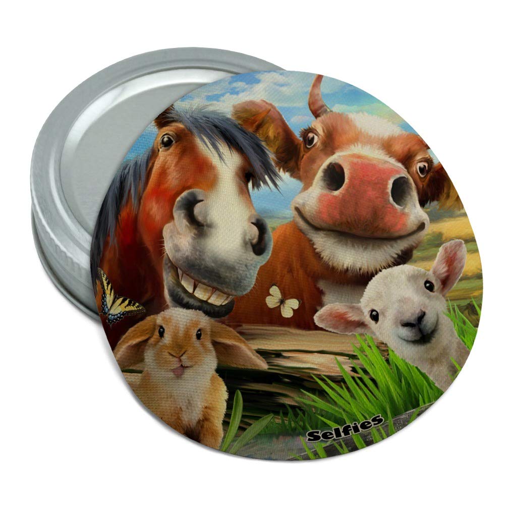 Funny Farm Selfie Cow Horse Rabbit Sheep Round Rubber Non-Slip Jar Gripper Lid Opener