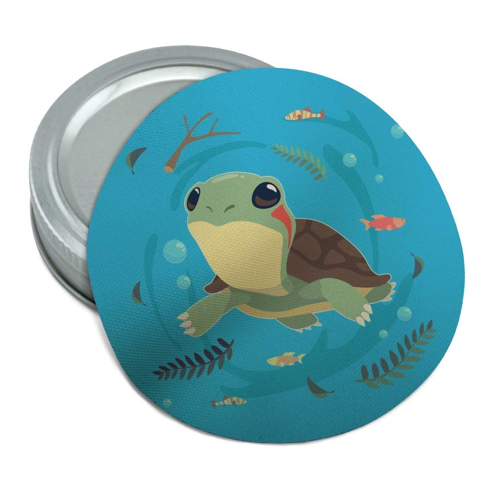 Cute Turtle Swimming with Fish Round Rubber Non-Slip Jar Gripper Lid Opener