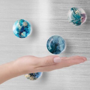Poitvd 12Pcs Glass Strong Magnetic Refrigerator Magnet Fridge Sticker,Marble Crystal Fridge Magnets Decoration for Crafts,Fridge Magnets for Kitchen, Office Whiteboard, Cabinet and Dishwasher