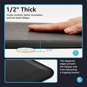 Art3d Anti Fatigue Mat - 1/2 Inch Cushioned Kitchen Mat - Non Slip Foam Comfort Cushion for Standing Desk, Office or Garage Floor (17.3"x28", Black)
