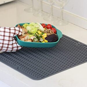 ZLR Silicone Dish Drying Mat for Kitchen Counter Large - Multi Usage Eco Friendly Drying Matt Kitchen Counter - Easy to Clean Heat Resistant Dish Drying Pad - 12" x 16" - Gray