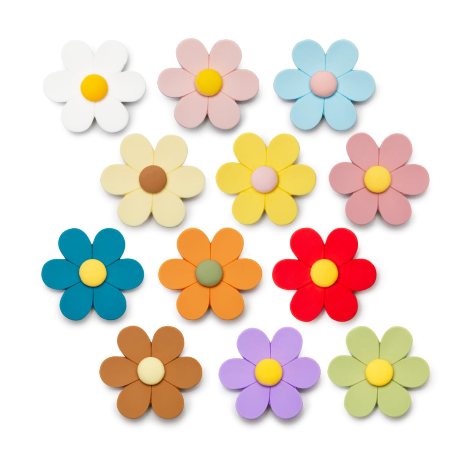 SUNURS Small 3D Flower Cute Fridge Magnets for Locker, Colorful Strong Decorative Funny Refrigerator Magnets for Whiteboard, Kitchen, and Office (Small & 12 Pieces)