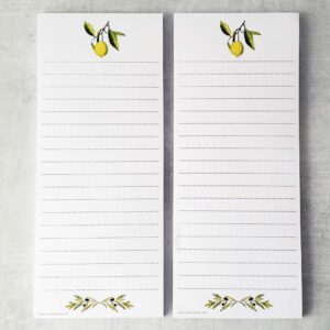 lemon and olive branch refrigerator notepads - set of 2 pads