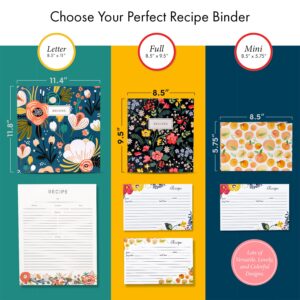 Jot & Mark Recipe 3 Ring Binder 8.5x11 | Full-Page with Clear Protective Sleeves to Write in Your Own Recipes and Color Printing Paper for Family Recipes