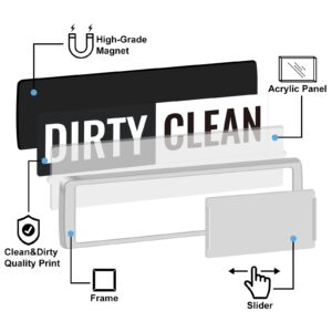 KitchenTour Dishwasher Magnet Clean Dirty Sign, Upgrade Super Strong Clean Dirty Magnet for Dishwasher, Large Text Easy to Read Non-Scratch Magnetic Indicator Kitchen Decor, Silver
