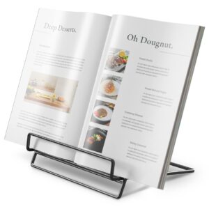 cookbook stand holder for kitchen counter, recipe book stand for reading hands free(black)