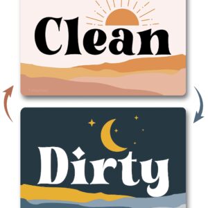 Boho Decor Dishwasher Magnet Clean Dirty Sign, Strong Clean Dirty Magnet for Dishwasher, Universal Dirty Clean Dishwasher Magnet Indicator for Kitchen Organization, Refrigerator Dish Wash Sign Magnet