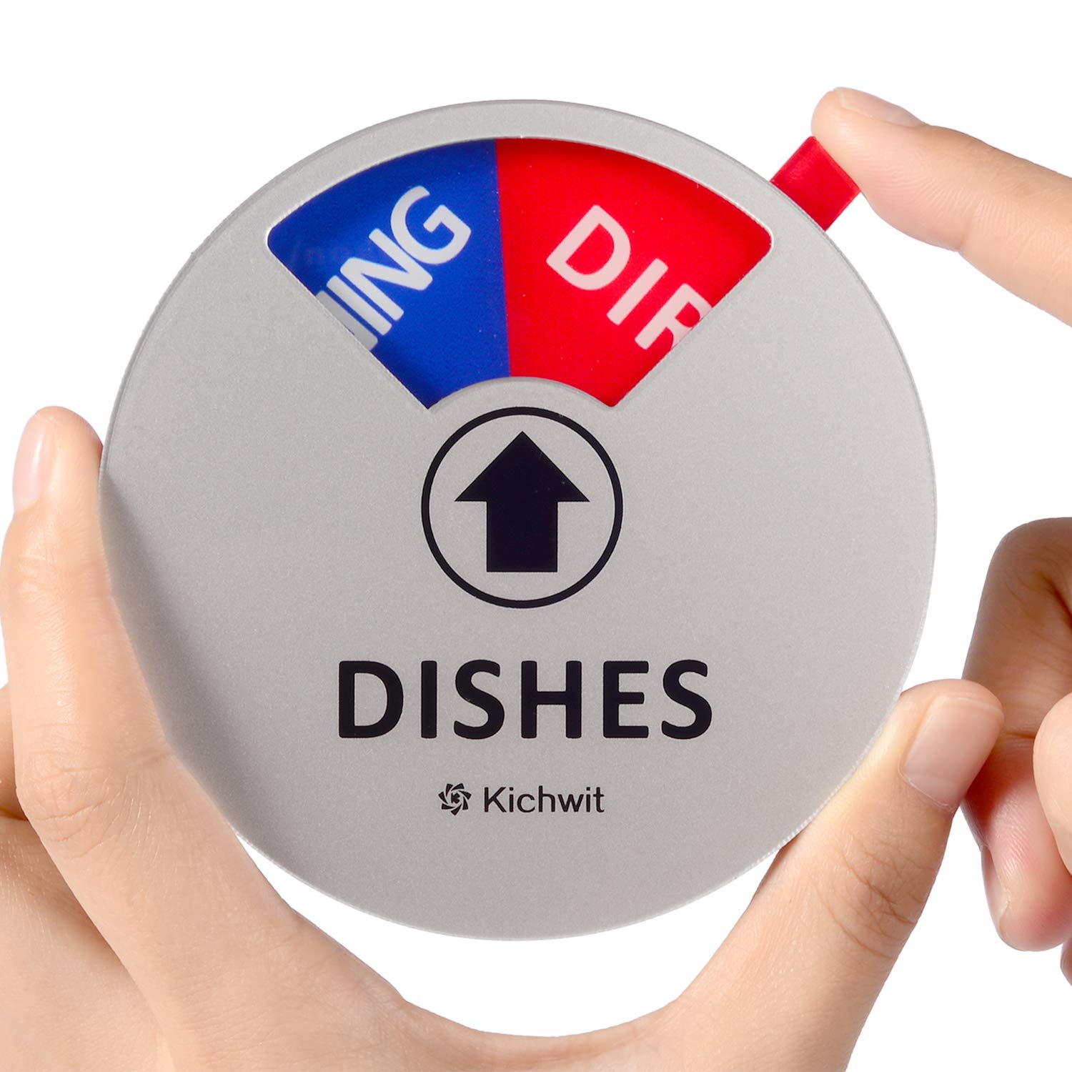 Kichwit Dishwasher Magnet Clean Dirty Sign Indicator with Running and Empty Options, Works on All Dishwashers, Non-Scratch Strong Magnetic Backing, Residue Free Adhesive Included, 4 Inch, Silver