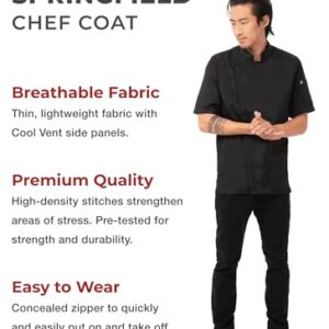 Chef Works Men's Springfield Chef Coat, Black, Medium