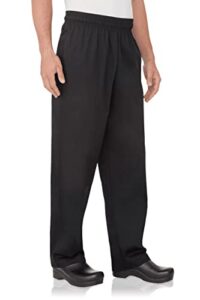 chef works men's essential baggy chef pants, black, large