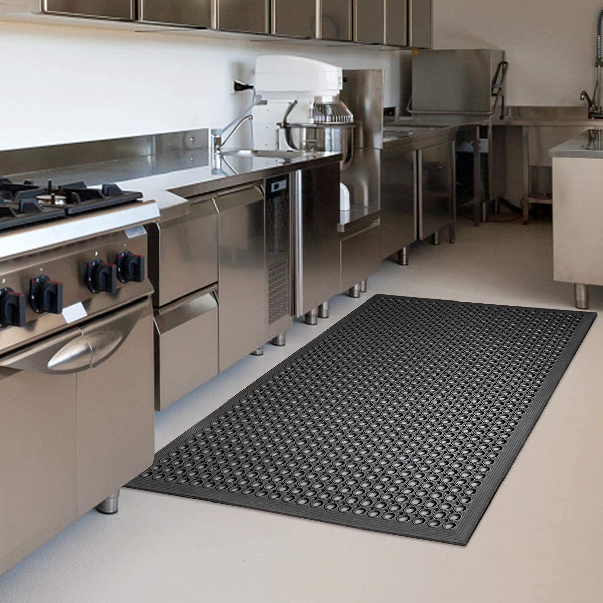 Rubber Floor Mat Anti-Fatigue Non Slip Floor Mats 36" x 60" New Commercial Heavy Duty Drainage Rubber Kitchen Mat Black Bar Floor Mat