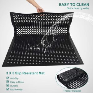 Rubber Floor Mat Anti-Fatigue Non Slip Floor Mats 36" x 60" New Commercial Heavy Duty Drainage Rubber Kitchen Mat Black Bar Floor Mat