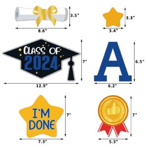 Congrats Grad Car Magnets Graduation Magnetic Car Decorations Class of 2024 Car Parade Decor Signs Car Magnet Decal Stickers Graduation Party Decor Blue