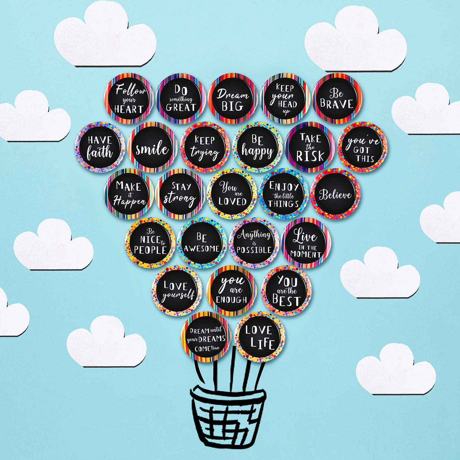 25 Pieces Motivational Refrigerator Magnets Inspirational Magnets Round Quote Magnets for Fridge Classroom Whiteboard Locker Supplies