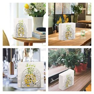 Housolution Napkin Holder, Tree & Bird Design Metal Napkin Holder for Kitchen and Table, Freestanding Modern Napkins Holder for Home & Picnic Party, Silver