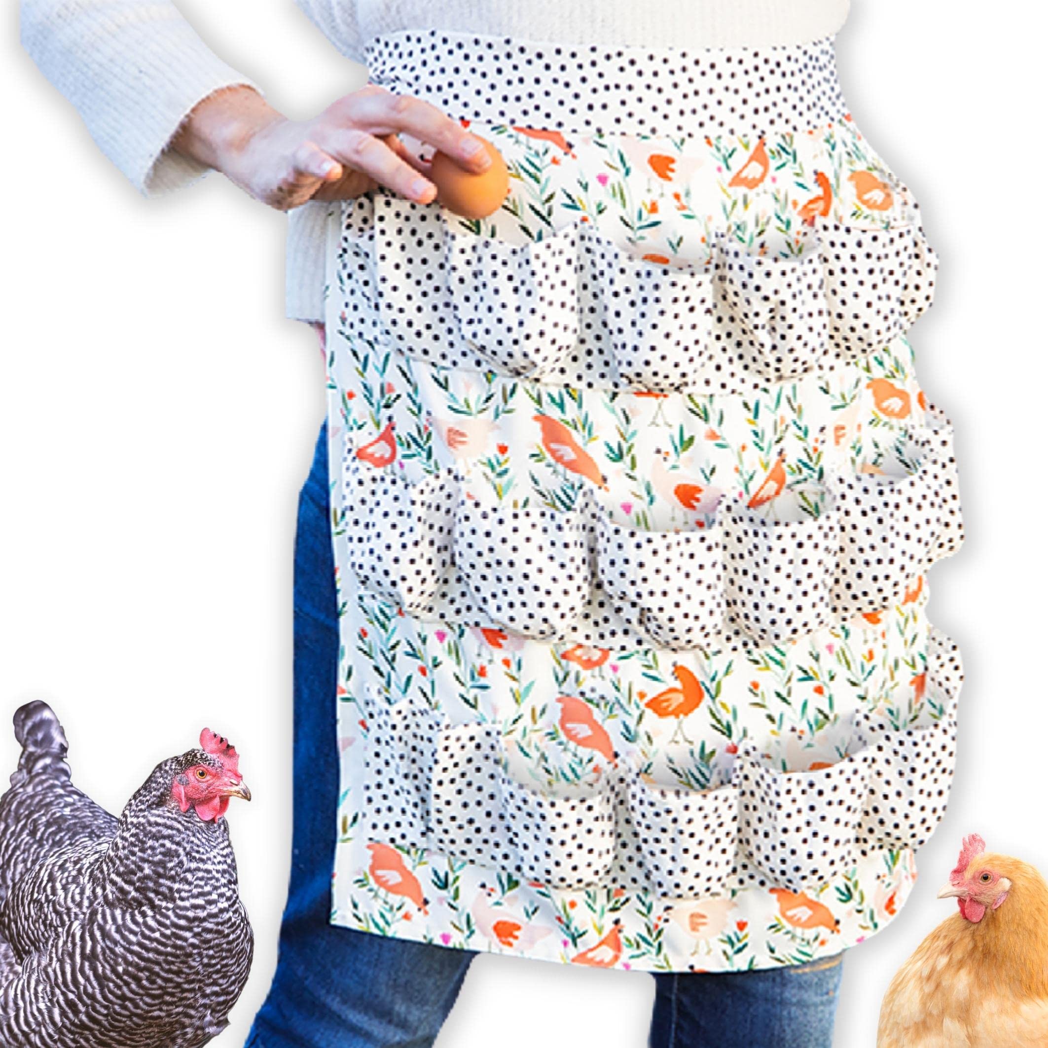 Egg Apron for Fresh Eggs, Egg Collecting Apron with 18 deep pockets, Chicken Egg Apron for Women, Egg gathering apron Multicolor