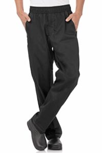 chef works men's cool vent baggy chef pants, black, medium