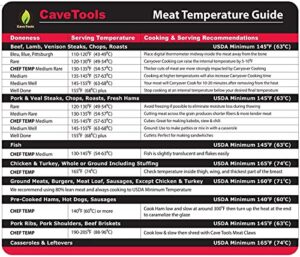 cave tools meat temperature food magnet sheet for internal temperatures cooking strategies and caryover cook times - pitmaster bbq accessories for smokers, refrigerators and grills - small