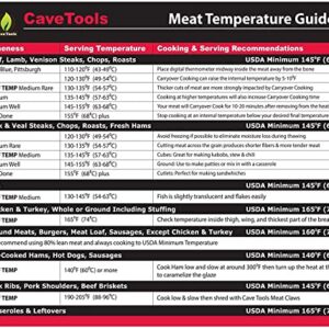 Cave Tools Meat Temperature Food Magnet Sheet for Internal Temperatures Cooking Strategies and Caryover Cook Times - Pitmaster BBQ Accessories for Smokers, Refrigerators and Grills - Small