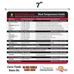 Cave Tools Meat Temperature Food Magnet Sheet for Internal Temperatures Cooking Strategies and Caryover Cook Times - Pitmaster BBQ Accessories for Smokers, Refrigerators and Grills - Small