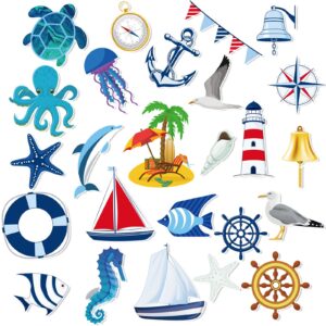 25 pcs turtle car magnets cruise door magnet flip flop boat anchor cruise ship decorations magnetic fridge magnet decal life preserver ring ship steering wheel decorative magnets (cruise style)