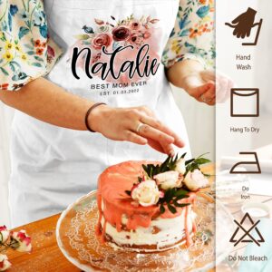 Personalized Spring Aprons for Womens, 8 Design Options, Customized Autumn Floral Kitchen Apron Gift for Girl