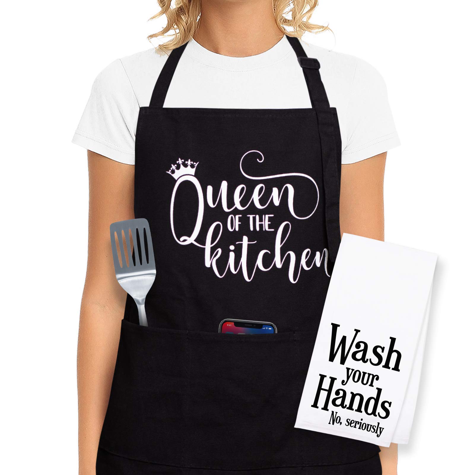 Cooking Aprons For Women, Funny Aprons For Women, Kitchen Apron Women, Apron for Women, Cooking Gifts For Women Who Love to Cook, Mothers Day Apron, Funny Mom Gifts, Apron with Pockets and Funny Towel