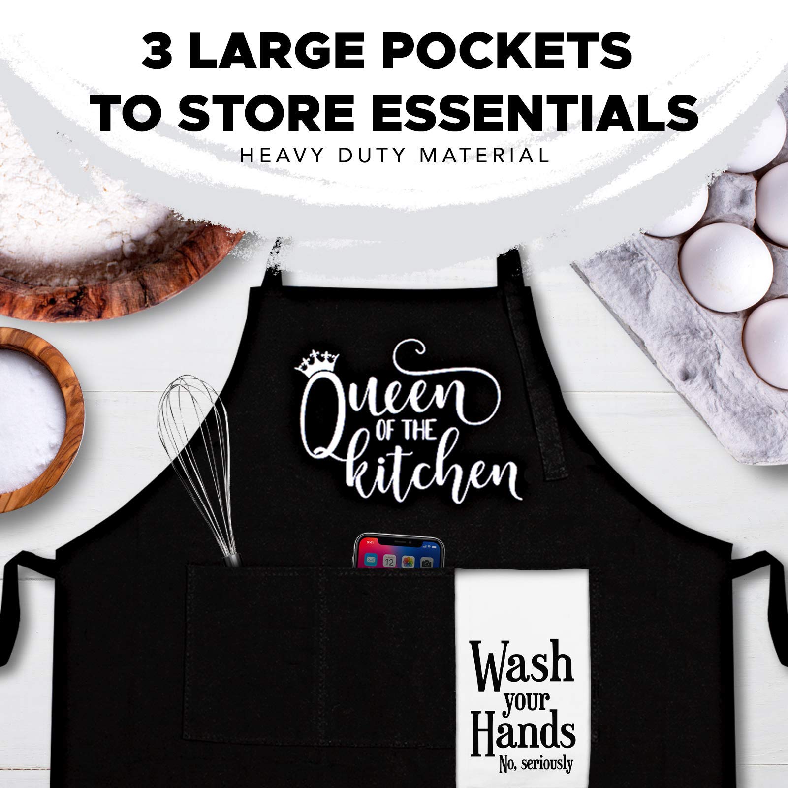 Cooking Aprons For Women, Funny Aprons For Women, Kitchen Apron Women, Apron for Women, Cooking Gifts For Women Who Love to Cook, Mothers Day Apron, Funny Mom Gifts, Apron with Pockets and Funny Towel