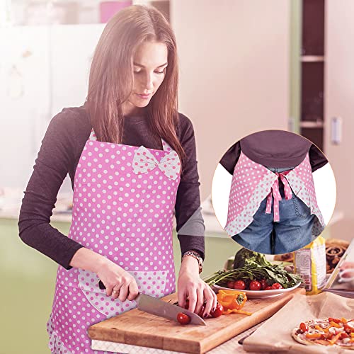 Homgaty Toddler and Mommy Apron, Princess Bowknot Girls Kitchen Apron with Pocket Chef Apron for Women and Kids Baking Cook Painting Party with 2 Layers Cloth Parent-Child Set