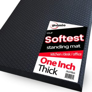 iprimio anti fatigue standing mat, 1-inch thick - air soft ergonomic, kitchen sink mat, cushioned & non-slip mats, for standing desk & floor comfort (36"x24")