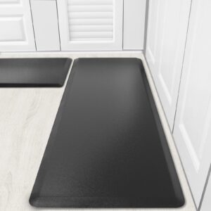 kitsure kitchen mats - 2-pcs anti-slip & durable kitchen rugs, anti-faigue mats for kitchen floor, easy-to-clean & comfortable standing desk mats 17.3"x30"+17.3"x47"(black)