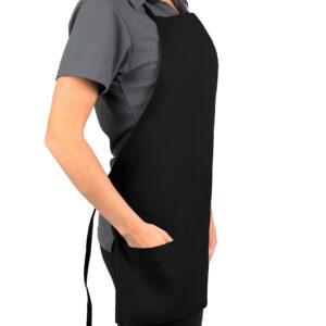 KNG Black 3 Pocket Adjustable Bib Apron for Men and Women - Pack of 2