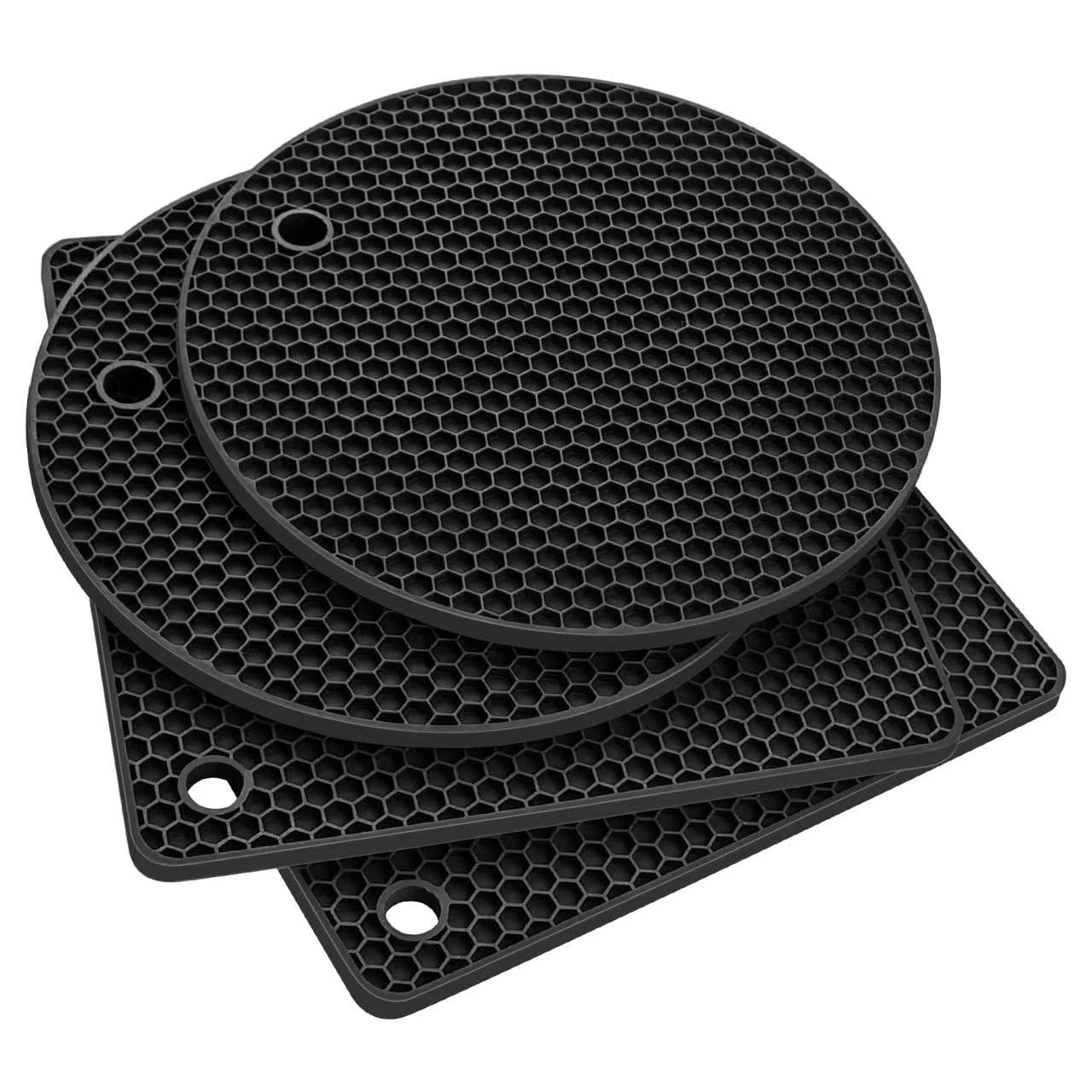 TROUSKAIG Silicone Trivets for Hot Pots and Pans,Trivets for Hot Dishes,Hot Pads for Kitchen,Pot Holders for Kitchen Heat Resistant Mats for Countertop,Silicone Trivet Mat Hot Plates to Protect Table