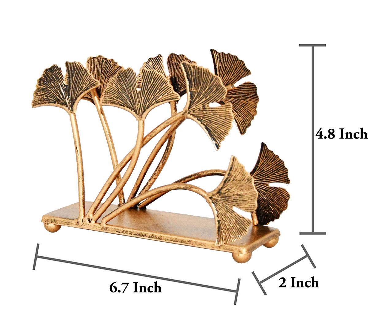 OwlGift Modern Ginkgo Leaves Design Napkin Holder for Tables, Metal Paper Napkin Storage for Kitchen, Stylish Paper Towel Dispenser, Mail Letter Sorter Rack, Document File Organizer – Bronze