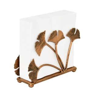 OwlGift Modern Ginkgo Leaves Design Napkin Holder for Tables, Metal Paper Napkin Storage for Kitchen, Stylish Paper Towel Dispenser, Mail Letter Sorter Rack, Document File Organizer – Bronze