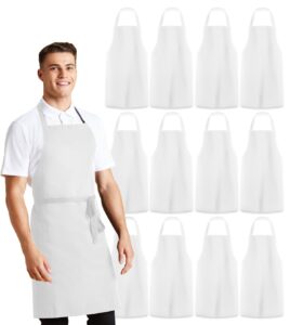 avalon kitchen apron 12 pack bulk white aprons perfect kitchen cooking apron best chef apron for man and women ideal for bbq painting and restaurant