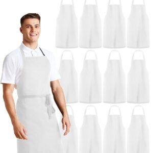 Avalon Kitchen Apron 12 Pack Bulk White Aprons Perfect Kitchen Cooking Apron Best Chef Apron for Man and Women Ideal for BBQ Painting and Restaurant