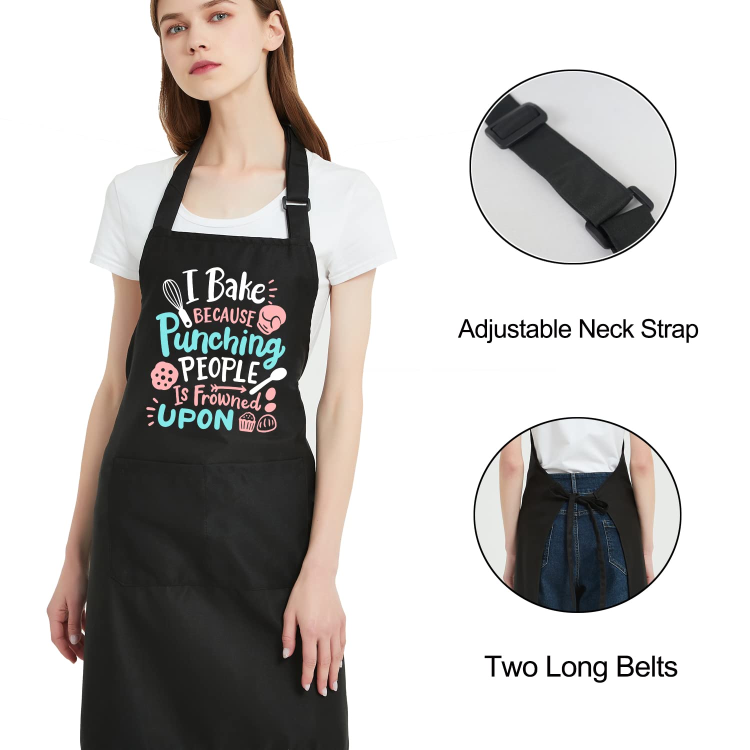 Gvlrbut Funny Aprons for Women with Pockets - Baking Gifts for Bakers Cute Cooking Aprons for Men Chef Kitchen, Baking Accessories for Dad Mom Friends Birthday Mother’s Day Husband Wife