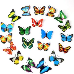 20pcs 3D PVC Butterfly Magnet Wall Decoration with Refrigerator Magnets（Color Random）