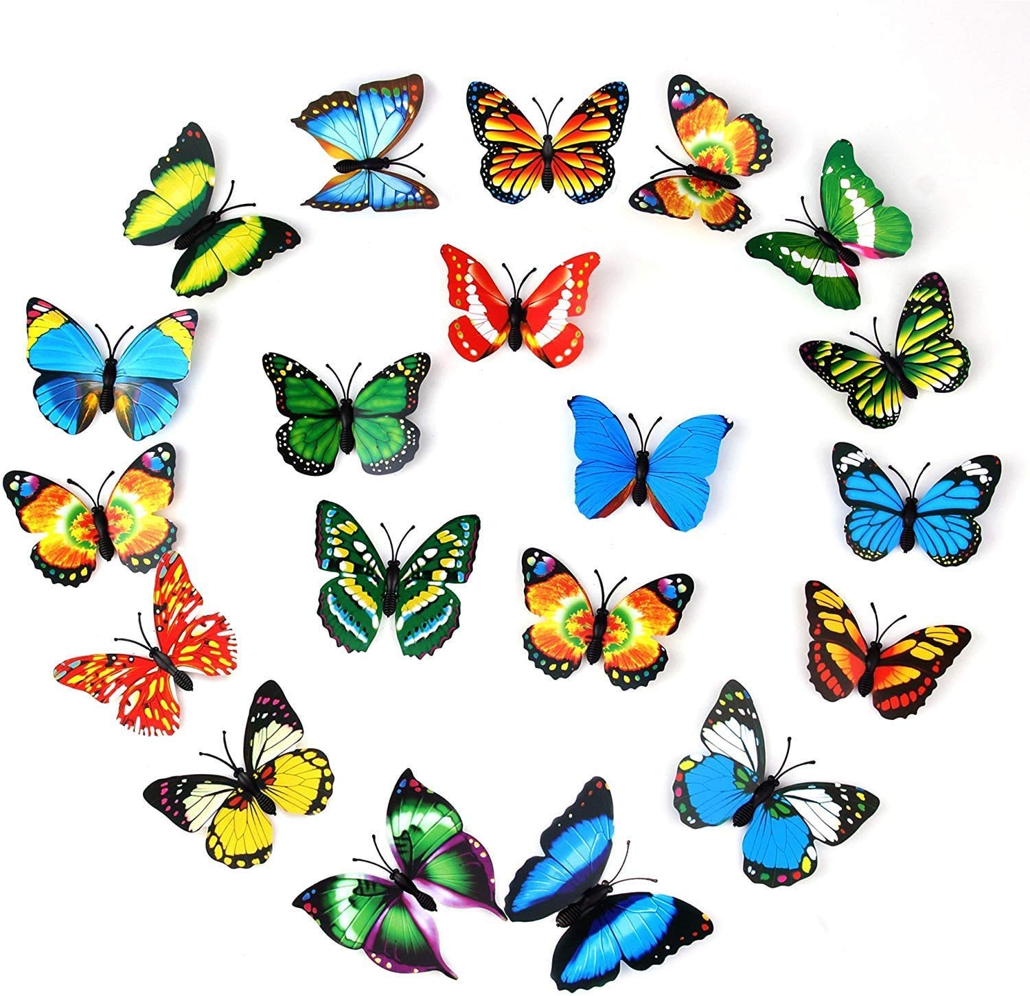 20pcs 3D PVC Butterfly Magnet Wall Decoration with Refrigerator Magnets（Color Random）