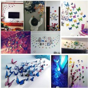 20pcs 3D PVC Butterfly Magnet Wall Decoration with Refrigerator Magnets（Color Random）