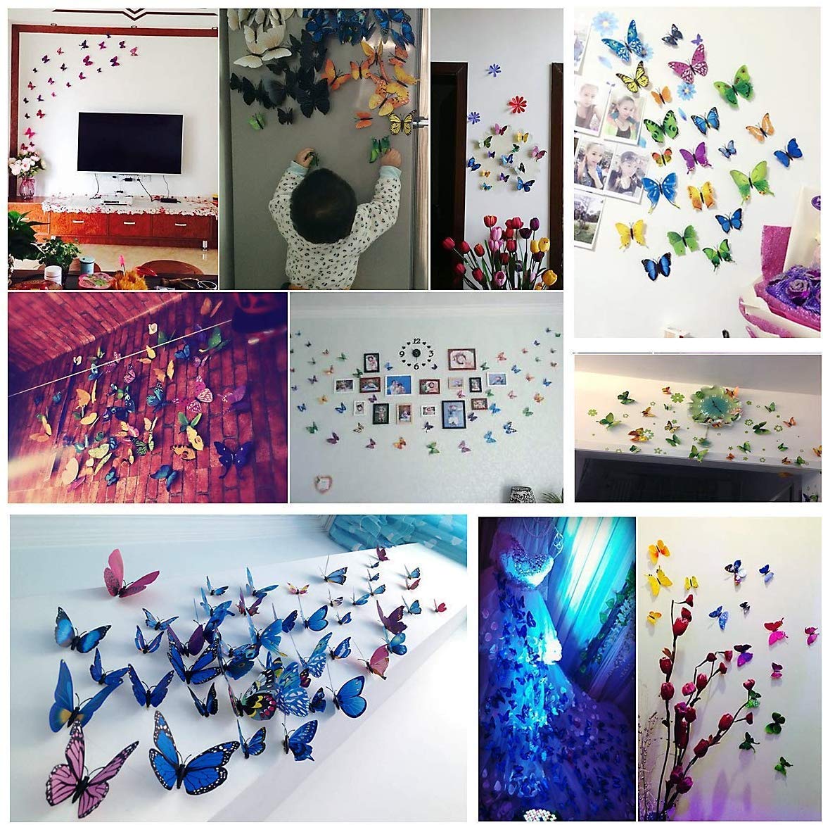 20pcs 3D PVC Butterfly Magnet Wall Decoration with Refrigerator Magnets（Color Random）